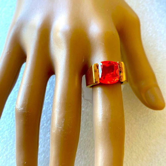 Sterling silver orange gold plated ring - Picture 3 of 6